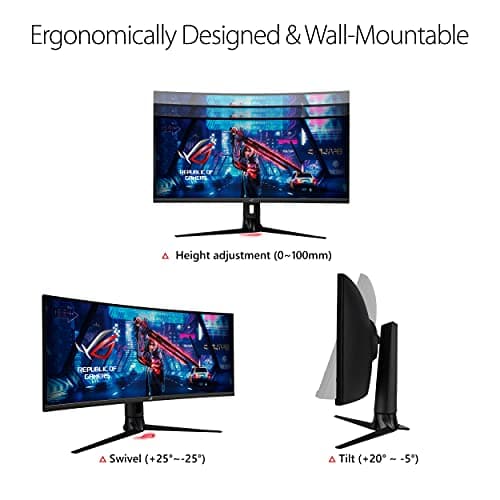 ASUS ROG Strix 34” Gaming Monitor (XG349C) - UWQHD (3440 x 1440), 180Hz, 1ms, Extreme Low Motion Blur Sync, 135% sRGB, G-Sync Compatible, DisplayHDR 400, Eye Care, USB-C, DisplayPort, HDMI, Black 5