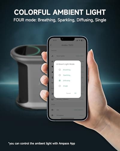 AMPACE Portable Power Station Andes 1500, Full Charge in 55 Min, 1462Wh LiFePO4 Battery, 2400W (Peak 3600W) Solar Generator for Home Backup, Power Outages, Camping & RVs(Solar Panel Optional) 8