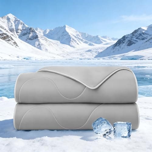 HLLBLL® Cooling Comforter, Ultra Cold Fiber Technology, All-Season Lightweight Blanket to Quickly Cool Down,Deep Sleep Throughout The Night (Cool Gray, Full/Queen (90"x90"))