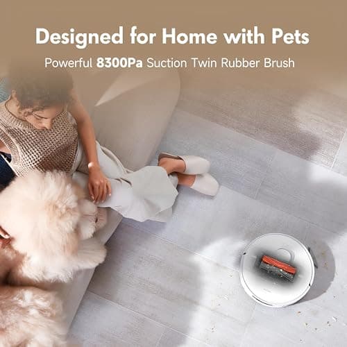 Mova S20 Ultra Robot Vacuum and Mop Combo with Dual Roller Brush, 8300Pa Suction, 140℉ Hot Water Mop Self-Washing & Drying, Mop Auto-Lift for Carpet, Self-Empty, Self-Refilling, Voice & App Control 7