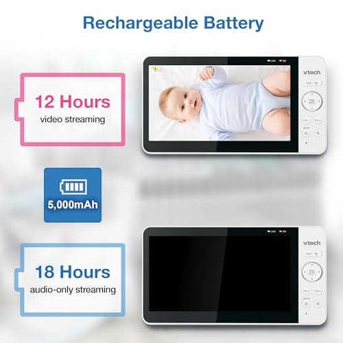 VTech Smart WiFi Baby Monitor with 2 Cameras, 1080p FHD Video, Free App with Motion Videos, Sound/Motion Alerts, 7" IPS Split‑Screen Display, Pan‑Tilt‑Zoom, Dual‑Room Monitoring – Smart HQ Max Twin 11