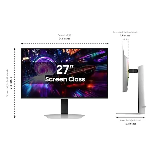 SAMSUNG 27-inch Odyssey QD-OLED G8 (G81SF), 4K, 240Hz, Gaming Monitor, 0.03ms Response Time, DisplayHDR True Black 400, AMD FreeSync™ Premium Pro, Ergonomic Stand, LS27FG810SNXZA, 2025 9