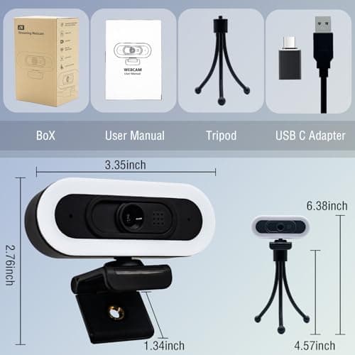 Svcouok W4 2K Autofocus Webcam with Dual Mics & LED Light, 1080P 60fps/2K 50fps, USB Streaming Camera for PC, Laptop, Switch 2, Desktop - Plug and Play 10