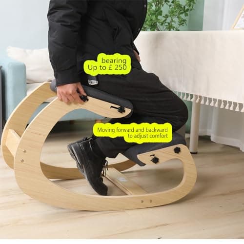 Ergonomic Kneeling Chair Adjustable Rocking Knee Chair Posture Chair for Desk,Wood Grey Home Office Kneeling Stool and Kneel Chair 6
