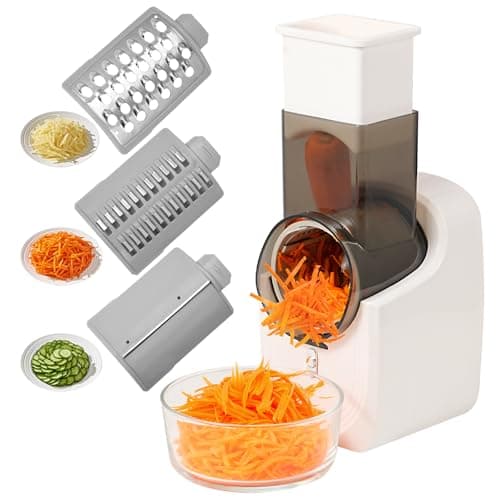 Aiwglenten Electronic Vegetable Slicer is Easy to Use and Flexible,Can be Carried 0utdoors, Has 3 Different Shapes of Blades, Electric Salad Machine Can be Used for Cheese, Fruit, Vegetables