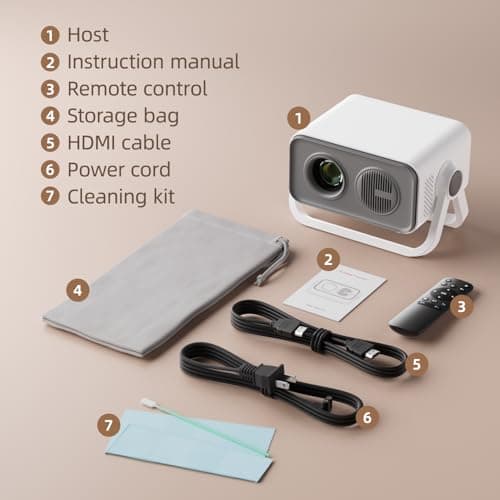 BKZ 2026 upgraded 360°Adjustable Dual Stand AI Auto Keystone Electric Focus Mini Portable Projector with Bluetooth 5.4, 1080P support Outdoor movie Projector compatible with HDMI/USB/Phone (Gray) 8