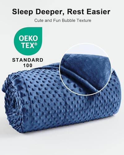 UINIU Weighted Blanket for Adults Twin Size 15 lbs, Soft Cooling Minky Dot Heavy Breathable Blanket for All-Season, Washable Weighted Throw with Glass Beads, 60 x 80 Inches, Navy Blue 6