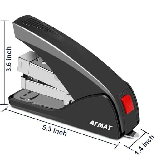AFMAT Stapler for Desk, 50 Sheet Effortless Desktop Stapler Staple with One Finger, Portable Ergonomic Handheld Staplers Heavy Duty, Built-in Remover, Space Save Size, Good for Home & Office ES10 8