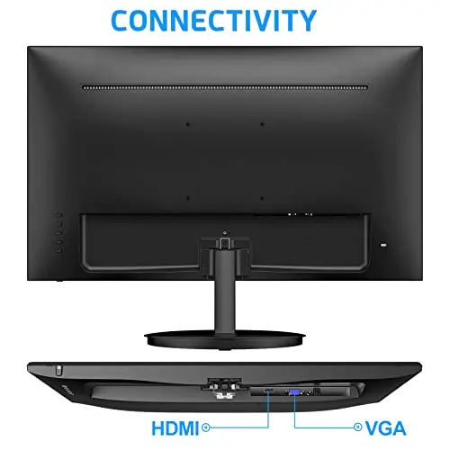 Norcent 24 Inch Computer Frameless Monitor, 75Hz Full HD 1920 x 1080P IPS LED Display, HDMI VGA Port, 178 Degree Viewing Angle Blue Light Filter Function, 100x100mm VESA Mountable, MN24-H 5