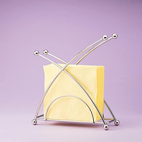 Stainless steel napkin holder, weighted napkin dispenser, countertop napkin organizer, paper napkins holder, kitchen essentials, no-flip napkin stand, Chrome 7