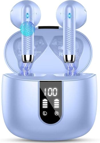 Wireless Earbuds, Bluetooth Headphones V5.4 Stereo Bass Ear Buds with ENC Noise Cancelling Mics,56H Bluetooth Earbuds with LED Display Charging Case, IP7 Waterproof Earphones for Android iOS【Mini】