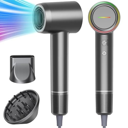 Hair Dryer, High Speed Powerful Negative Ionic Blow Dryer with 160000 RPM Brushless Motor for Fast Drying, Professional Low Noise Hairdryer with Diffuser and Nozzle, 4 Temps & 2 Speeds (Premium Gray) 9