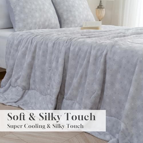 OIGAE Cooling Comforter, Japanese Q-Max 0.45 Double Sided Cooling Blankets for Hot Sleepers & Night Sweats, Lightweight Breathable Summer Blanket for Bed, Travel, Camping, Grey, Twin 60" x 80" 5