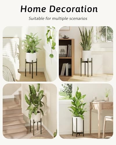 GENTINGBRO Adjustable Plant Stand Indoor, Bamboo Plant Stand Fits 8 9 10 11 12 Inches, Small Corner Planter Holder for Indoor Plants, Single Floor Plant Stands for Living Room Balcony, Tea Brown Tall 5