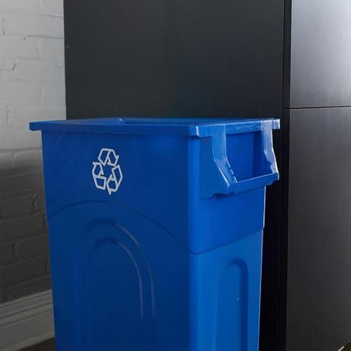 United Solutions Highboy Recycling Container, 23 Gallon, Space Saving Slim Profile and Easy Bag Removal for Indoor or Outdoor use, Recycle Blue 6