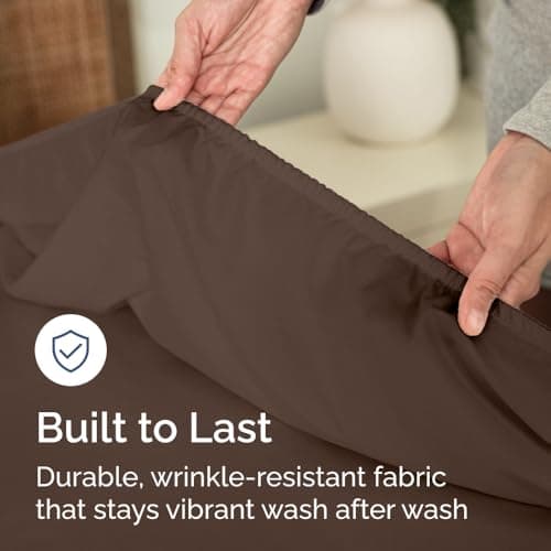 Queen Fitted Bed Sheet - Bottom Single Fitted Sheet Only - Ultra-Soft Hotel Luxury Bedding w/ 8-16 Inch Deep Pockets - Breathable, Cooling & Wrinkle Free - Easy-Care, Fade & Shrink Resistant - Brown 6