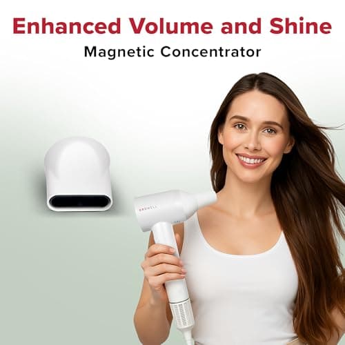 Growell Ionic Hair Dryer with Diffuser for Curly Hair, Wavy Professional High-Speed Brushless Blow Dryer for Fast Dry, Low Noise, Lightweight, Compact Hair-Dryer Travel 5