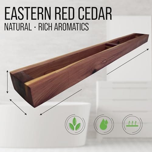 Root Vida Cedar Wood Towel Rack – 30” Wall Mounted Nordic Style Towel Holder | Solid Eastern Red Cedar | Indoor & Outdoor Spa, Sauna, Bathroom | Minimalist Shelf Design (Oiled Finish) 5