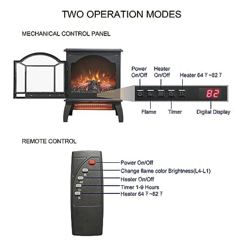 KOFOHON Freestanding Electric Fireplace Heater,Portable Infrared Fireplace Stove with 4 Types of 3D Realistic Flame Effects,Adjustable Temperature Compact Indoor Space Heater,Timer&Remote,22"-1500W 7