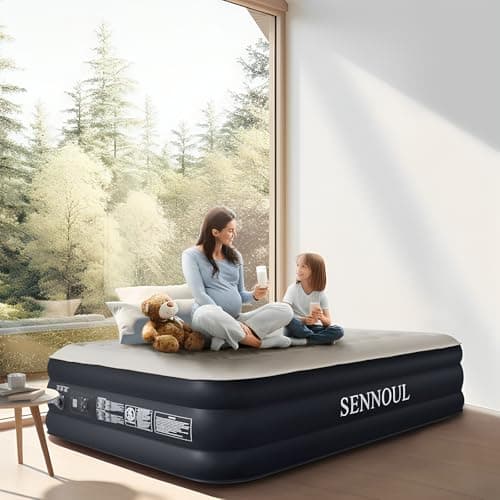 SENNOUL Air Mattress Queen with Built in Pump, Inflatable Mattress Blow Up Mattress 16 Raised Comfort,Upgraded Surface Portable Bed, Air Bed for Home, Guest, Camping, Colchone Inflable, 650 lbs 8