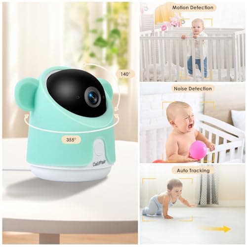 Baby Monitor with Camera and Audio, 1080P Baby Camera Monitor WiFi Smartphone App Control Night Vision Webcams 2-Way Talk Temperature & Humidity Sensor Lullabies Motion & Cry Detection iOS/Android 5