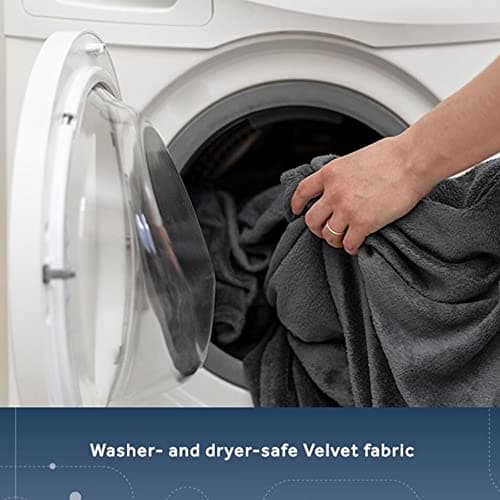 Sunbeam Velvet WiFi Connected Dual Temperature Warm Thermal Heated Electric Blanket with Controller, App, and Voice Assistant, King, Slate Gray 6