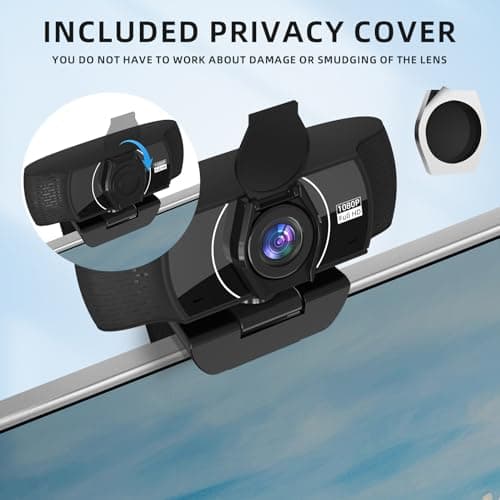 PEATOP Full HD Webcam for PC 1080P with Microphone,Computer Webcam 110° Field of View Streaming Camera with Cover Tripod Auto Light Correction Webcams for Zoom,Video Call, Skype,Teams 7