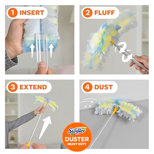 Swiffer Duster Kit with 6 ft Super Extendable Handle, Heavy Duty Starter Kit with 8 Refills 10