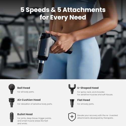 BOB AND BRAD T2 Massage Gun, Deep Tissue Percussion Muscle Massage Gun for Back and Neck, Upgraded 4000 mah Battery, HSA Handheld Electric Back Massager for Athletes Pain Relief FSA Eligible 8