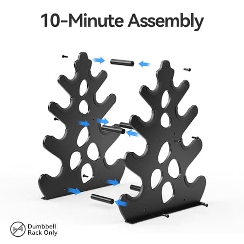 Dumbbell Rack Stand, (Dumbbells Not Included) with Protective Edge Rubber Covers for Home Gym, Compact A-Frame Design Weight Rack with Handle 6