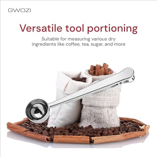 Coffee Scoop Clip 12 Pcs - Stainless Steel Tablespoon Measure Spoon with Clip - Coffee Scoop for Ground Coffee - Measuring Spoon for Ground Coffee & Beans, Tea, Sugar, Milk Powder, Ice Cream 5