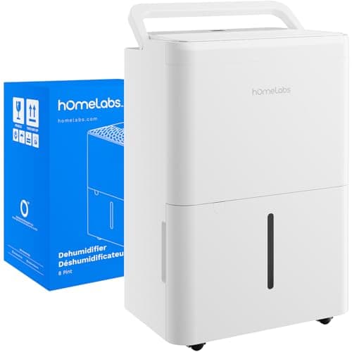 hOmeLabs Dehumidifier - Advanced Humidity & Moisture Control, Quiet, Efficient, Auto Shut-off, Ideal for Home, Basement, Office - 1,800 Sq Ft Wi-Fi (8 Pint MAX 24 Pint at 95°F, 90% RH)