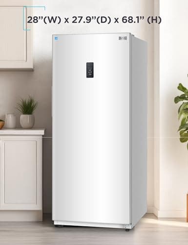 BLACK+DECKER 14 Cu. Ft. Convertible Freezer Refrigerator, Upright Freezer with Glass Shelves, ENERGY STAR rated, Frost Free, BUC1400XW, White 7