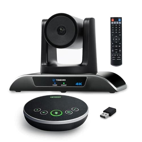 TONGVEO 4K Conference Room Camera System with Gesture Control, AI Auto-Tracking PTZ Camera 5X Digital Zoom with Speakerphone Set 120° Wide-Angle USB3.0 for Remote Meetings Zoom Teams OBS and More