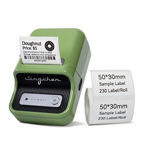 LMASBLTER B21 Label Maker - Portable Bluetooth Thermal Label Maker Printer for Clothing, Jewelry, Retail, Mailing, Barcode, Compatible with Android & iOS System, with 1pack 50×30mm Label, Green