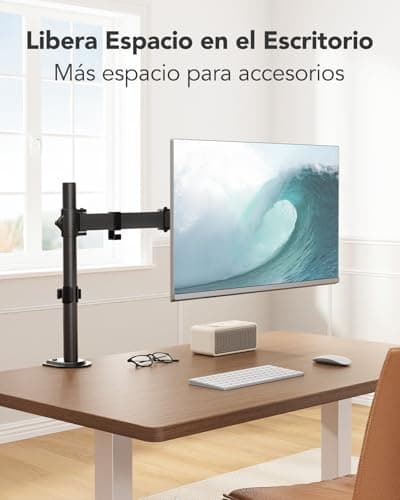 HUANUO Single Monitor Mount, Monitor Arm for 13”-32” Monitors up to 17.6 lbs, Adjustable Stand with 16” Max Height, Desk Mount with C-Clamp and Grommet Base, VESA 75x75mm or 100x100mm 7