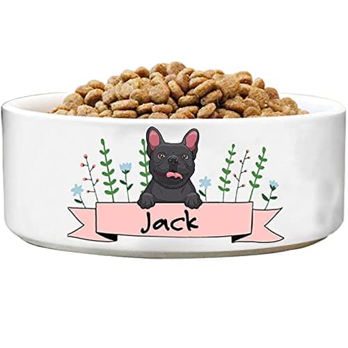 Personalized Dog Bowl with Name and Breed Design, Custom Ceramic Cat Bowls Icons, Dish for Dry or Wet Food Water, Available in 2 Sizes - 27.1 oz 41.1 Small Large White XL 6