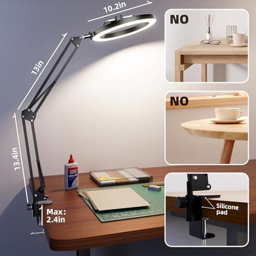 Ultra Bright 18W Ring Light for Desk with Overhead Phone Mount & Stable Phone Stand for Recording – Super Bright Lighting Ringlight for Artists/DIY Crafting/Repair Videos/Painting/Tutorial Recording 8