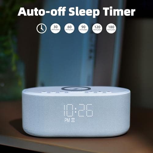 Sound Machine Alarm Clock Wireless Charger: Bluetooth 10W Stereo Sound Speaker Bedroom - White Noise Machine for Sleeping with 21 Soothing Sounds 9