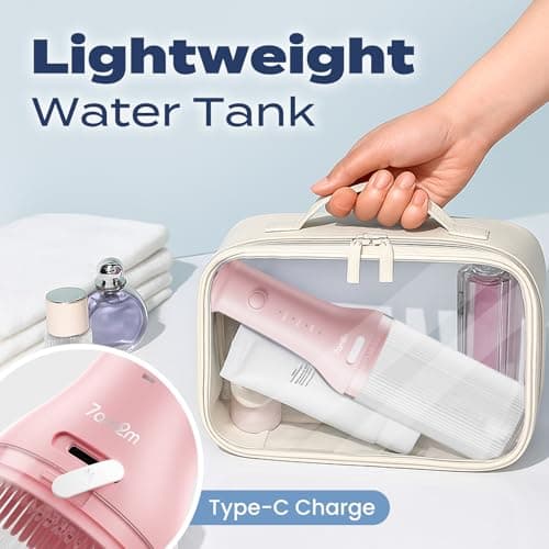 7AM2M Portable Water Flosser Cordless, Water Flosser with 3 Modes and 2 Jet Tips, USB C Rechargeable, IPX7 Waterproof, Dental Water Flosser for Travel and Home Use (Pink) 7