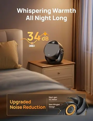 Dreo Space Heater 1500W, 60° Adjustable Tilt, 10.5ft/s Portable Electric Heaters for Indoor Use with Thermostat, 8 Safety Protections, 3 Modes, Remote, Quiet Desk Heater for Bedroom, Office, Black 7