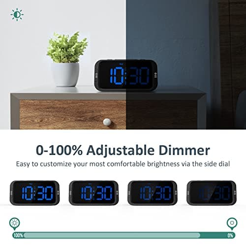 Odokee Digital Dual Alarm Clock for Bedroom, Easy to Set, 0-100% Dimmer, USB Charger, 5 Sounds Adjustable Volume, Weekday/Weekend Mode, Snooze, 12/24Hr, Battery Backup, Compact for Bedside(Blue) 8