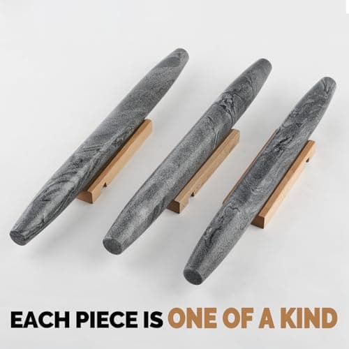 Koville African Natural Marble French Rolling Pin, 16inch Non-Stick Rolling Pin for Baking, Dough Roller for Pasta, Dumpling, Fondant, Pie, Bread, Pizza, Kitchen Baking Tools(Monte Grigio) 6