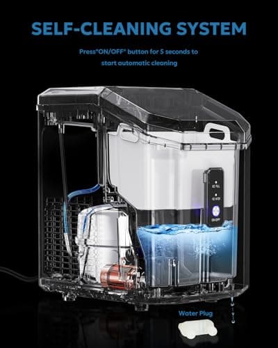 Nugget Ice Maker Countertop, Crushed Chewable Ice Maker Machine with Self-Cleaning, 34Lbs/24H, Pebble Portable Ice Machine with Ice Scoop, One-Click Operation, for Home Bar, Kitchen, Office, RV 6