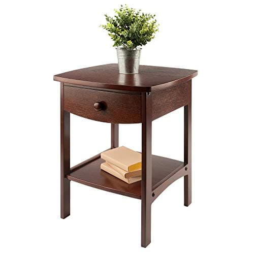 Winsome 22 x 18 x 18-Inch Wood Curved End Table/Night Stand with One Drawer, Brown (94918) 9