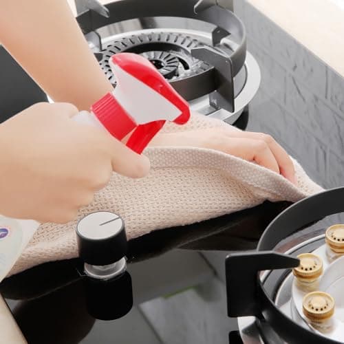 Homaxy 100% Cotton Waffle Weave Kitchen Dish Towels, Ultra Soft Absorbent Quick Drying Cleaning Towel, 13 x 28 Inches, 4-Pack, Beige 5