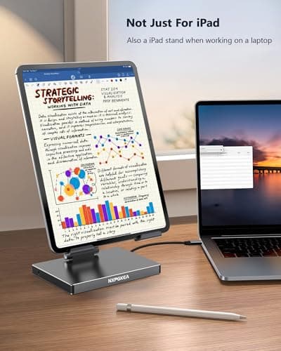 iPad USB C Hub Stand, 9-in-1 Multiport Adapter for iPad Pro M4 M3 M2 13 12.9 11 Inch Docking Station Foldable with 4K60Hz HDMI, RJ45 Gigabit Ethernet, SD/TF Card Reader, USB 3.0, 3.5 mm Audio 8