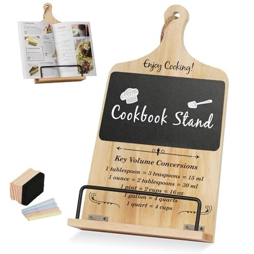 Cookbook Stand with Chalkboard Eraser, Easter Birthday Gifts for Women Mom Wife Grandma, Kitchen Baking Gifts for Woman, Recipe Book Holder Stand, Present Birthday Gift Ideas, Cookbook Holder