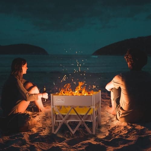KAMPKEEPER Portable Fire Pit, Outdoor Tabletop Firepit 18 Inch, 304 Stainless Steel Wood Burning Fireplaces, Collapsible Pop Up Fire Pit for Outside, Included Heat Shield for Leave No Trace Fires 5