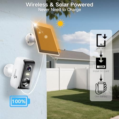 Security Cameras Wireless Outdoor, WIFI Cameras for Home Security with AI Motion Detection Spotlight Siren, Solar Panel Battery Powered, 2K Color Night Vision, 2-Way Talk, Waterproof, Cloud/SD Storage 4